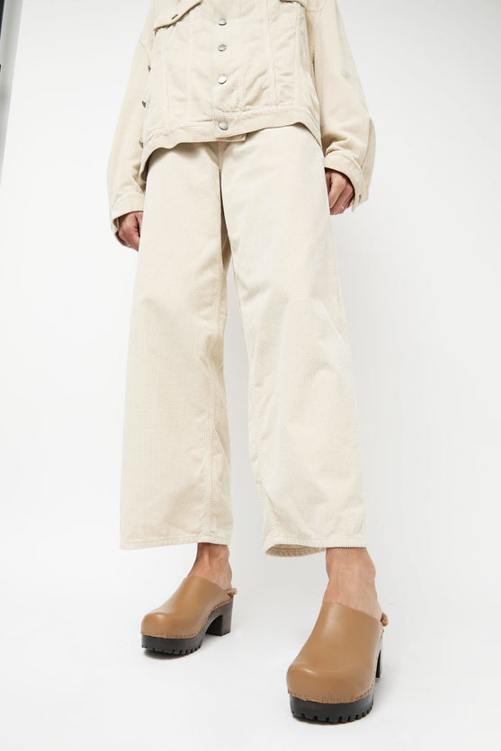 No.6 Liza Clog on Mid Tread in Khaki with Brown Brisa Shearling on Cocoa Base
