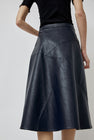 No.6 Lucy Patchwork Skirt in Navy Faux Leather