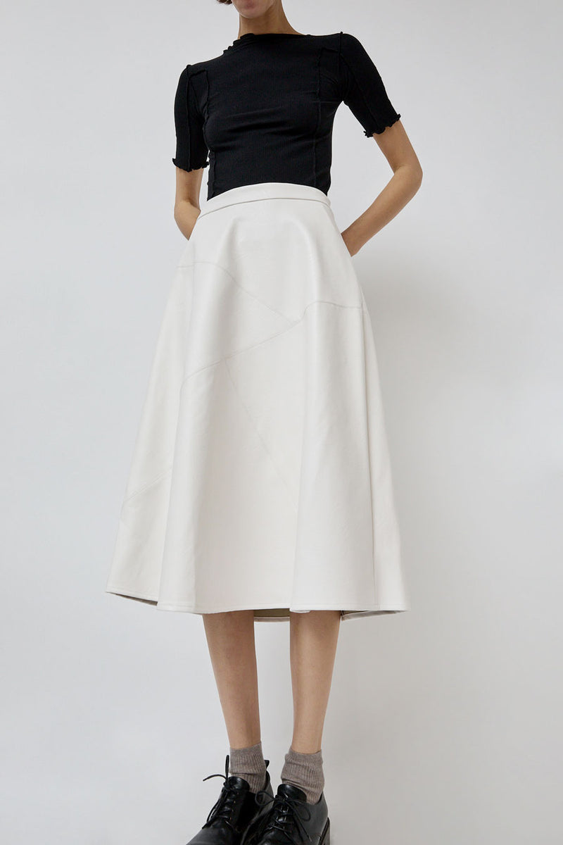 No.6 Lucy Patchwork Skirt in White Faux Leather