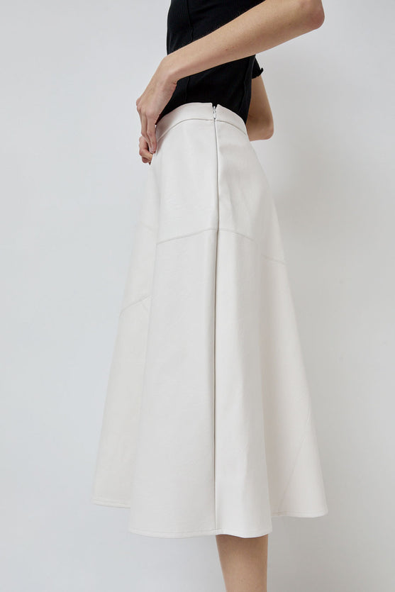 No.6 Lucy Patchwork Skirt in White Faux Leather