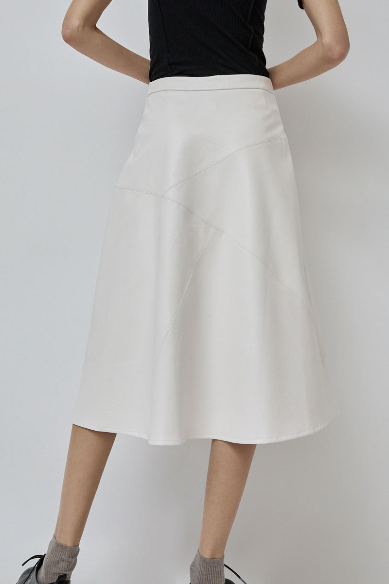 No.6 Lucy Patchwork Skirt in White Faux Leather