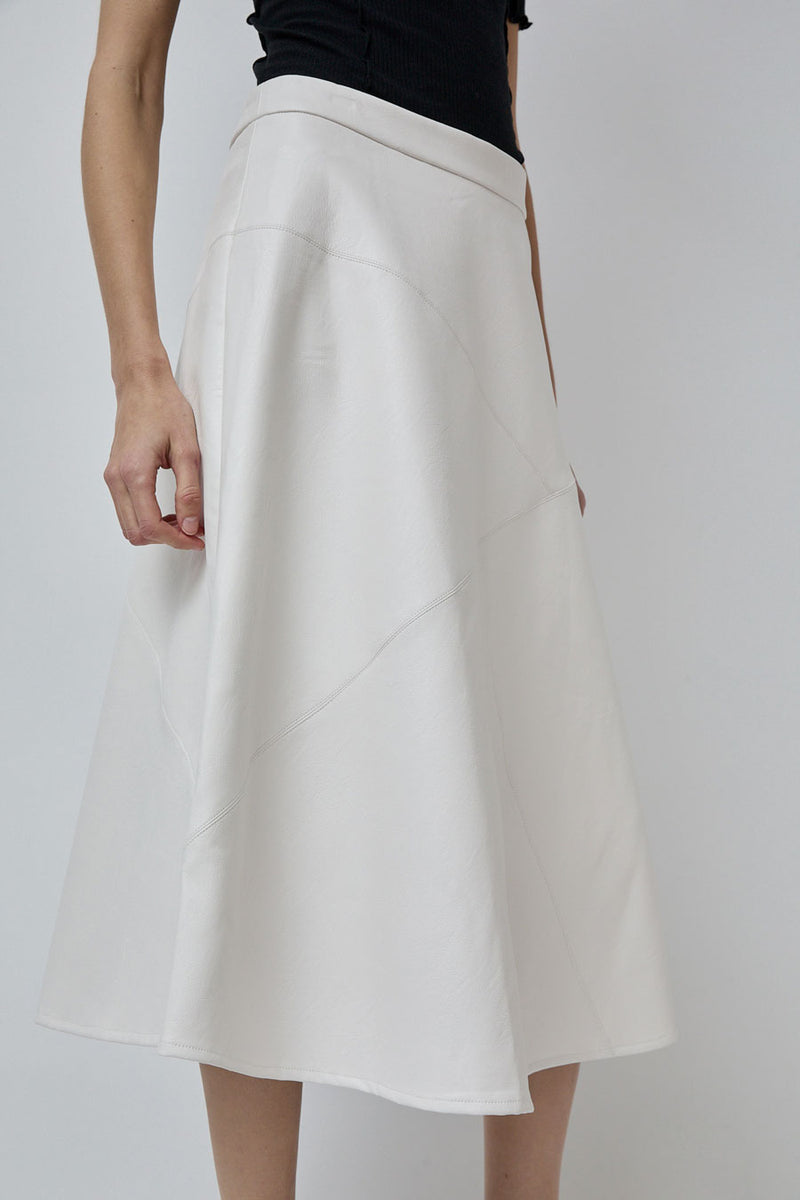 No.6 Lucy Patchwork Skirt in White Faux Leather