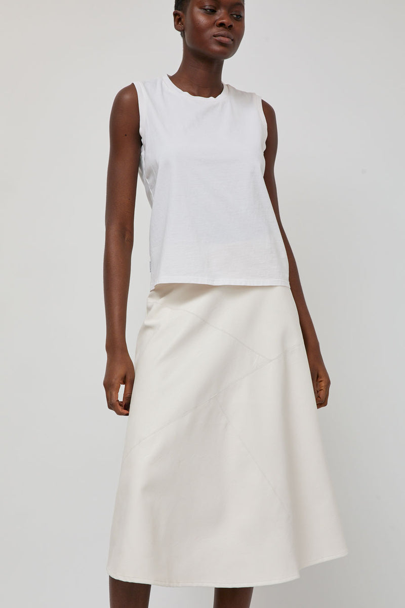 No.6 Lucy Patchwork Skirt in White Faux Leather