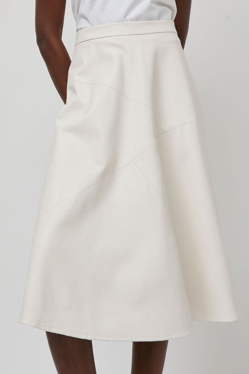 No.6 Lucy Patchwork Skirt in White Faux Leather