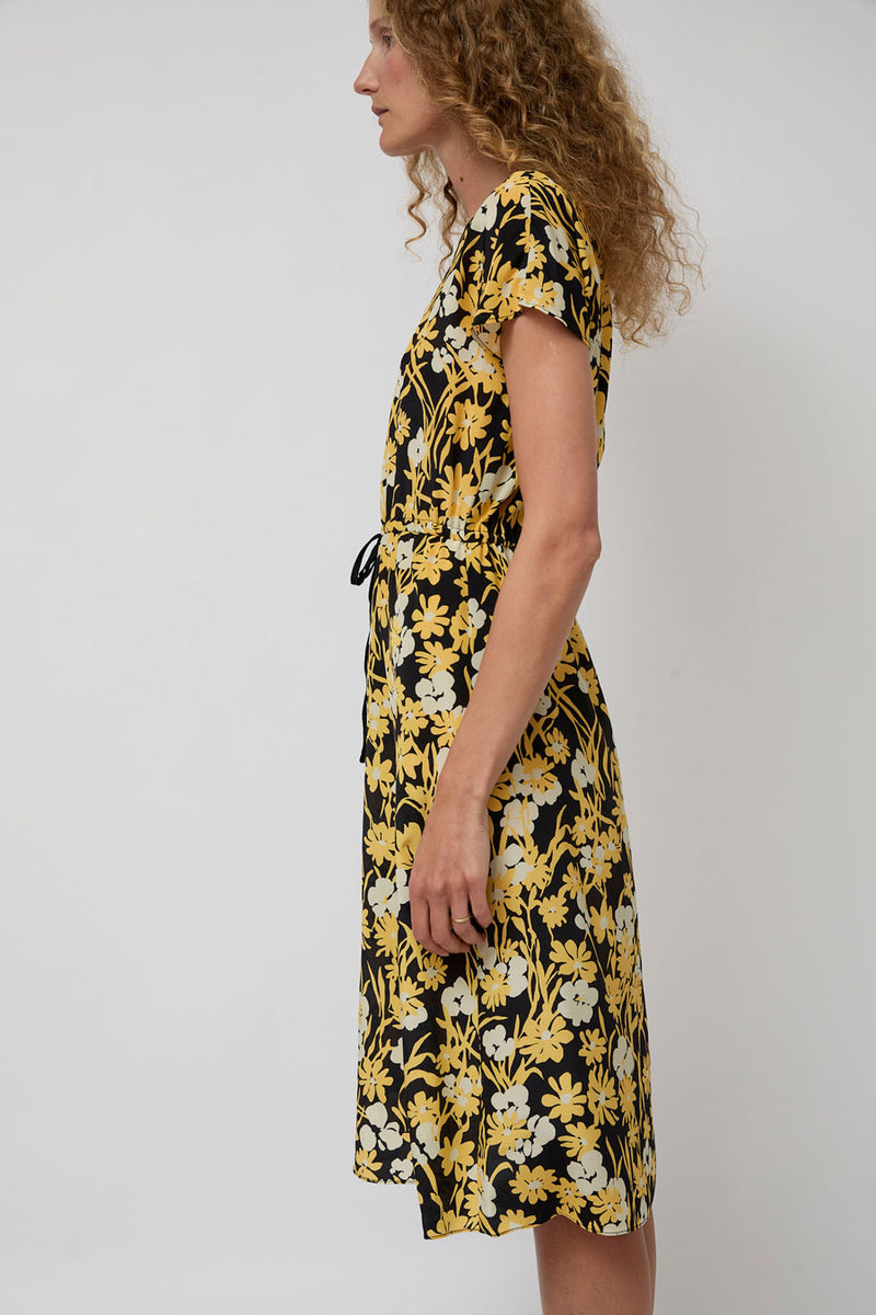 No.6 Magical Tie Dress in Black and Yellow Meadow