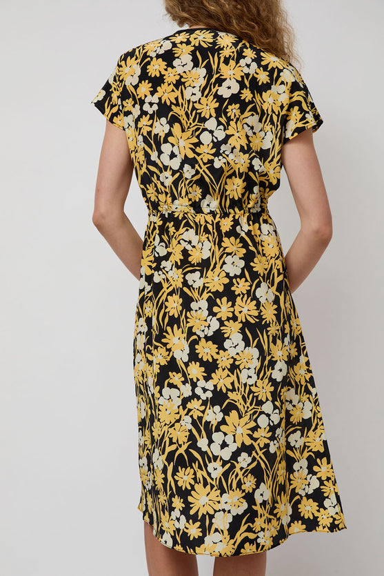 No.6 Magical Tie Dress in Black and Yellow Meadow
