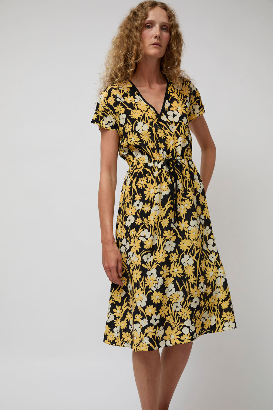 No.6 Magical Tie Dress in Black and Yellow Meadow