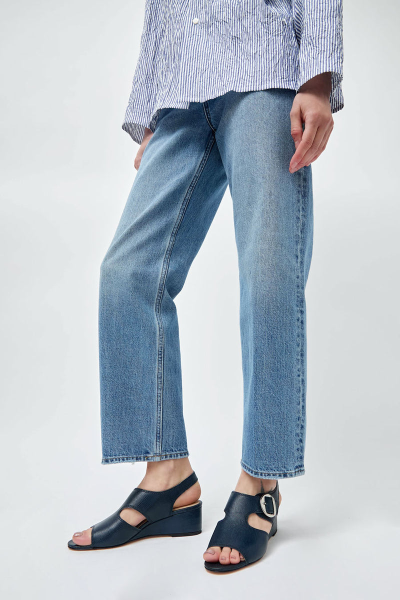 No.6 Margo Sandal in Navy Lizard