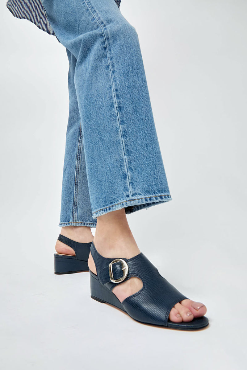 No.6 Margo Sandal in Navy Lizard