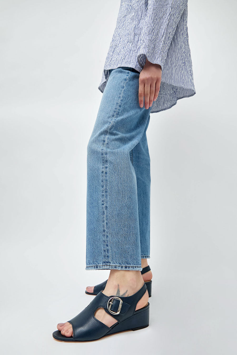 No.6 Margo Sandal in Navy Lizard