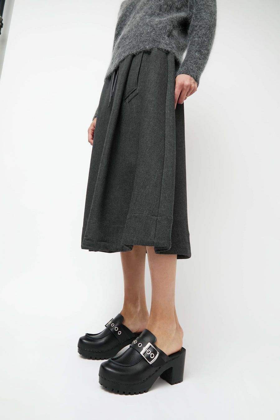 No.6 Martine Clog on High Tread in Jet on Black Base