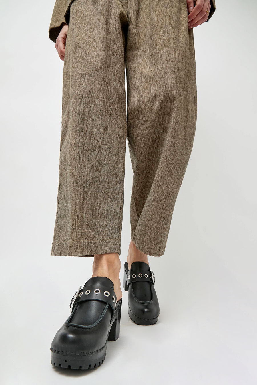 No.6 Martine Clog on High Tread in Jet on Black Base