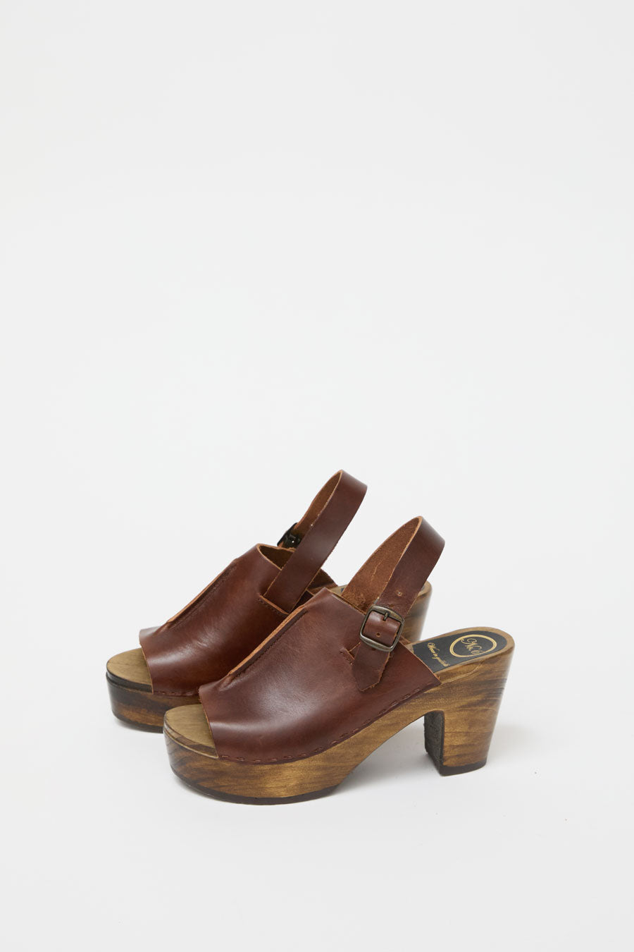 No.6 Maya Clog on Platform in Chestnut on Cocoa Base
