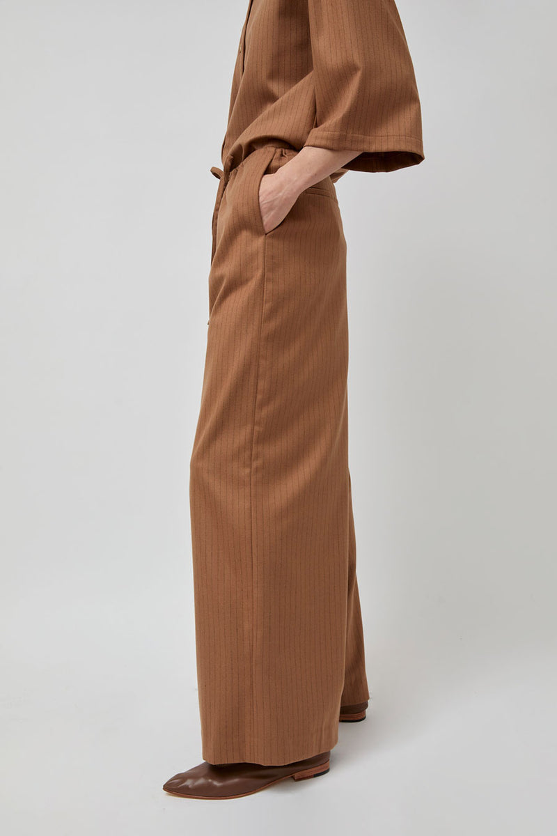 No.6 Mina Pant in Tan Pinstripe