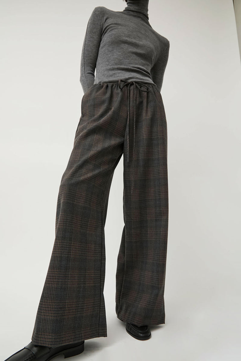 No.6 Mina Pant in Grey and Camel Plaid