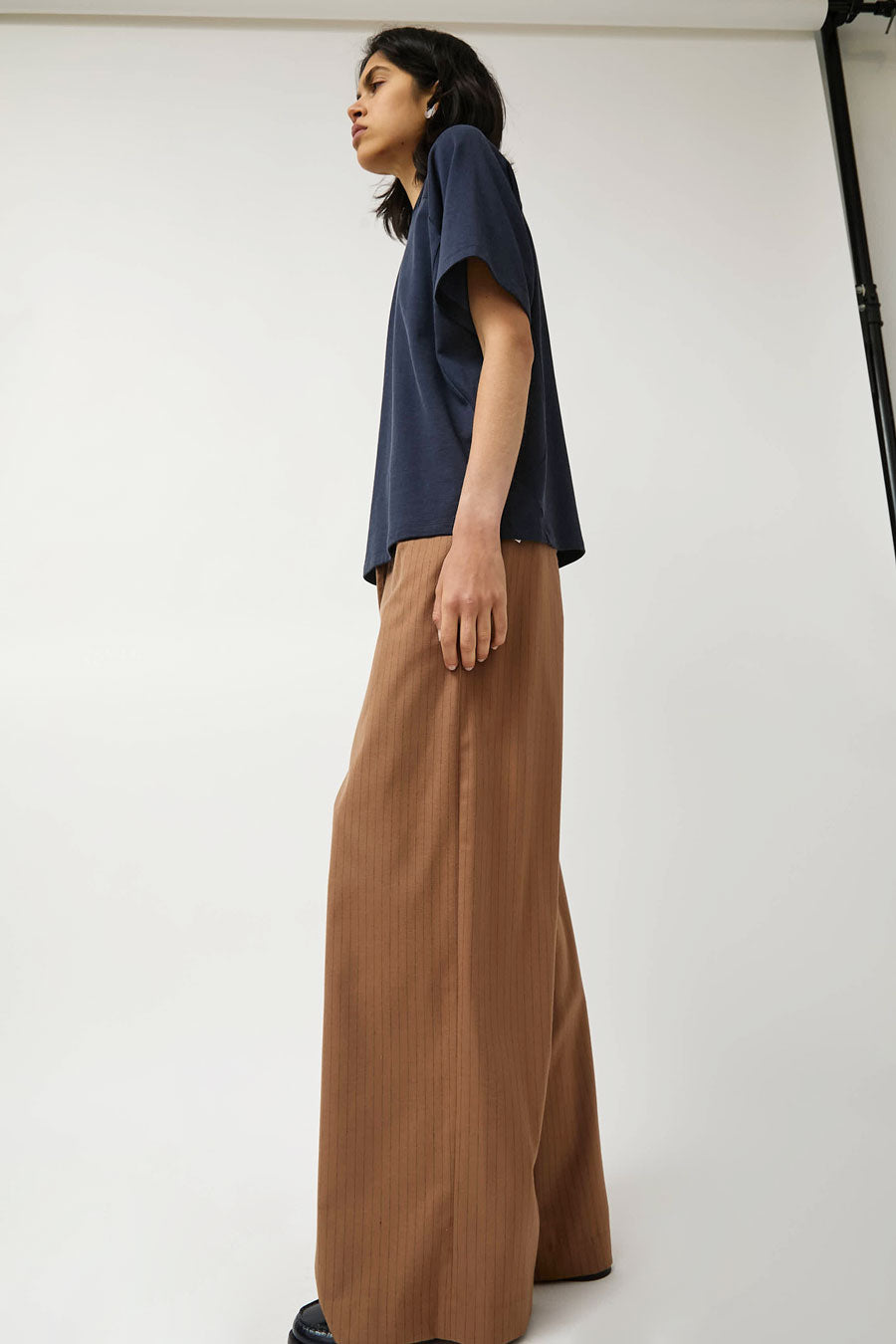 No.6 Mina Pant in Tan Pinstripe