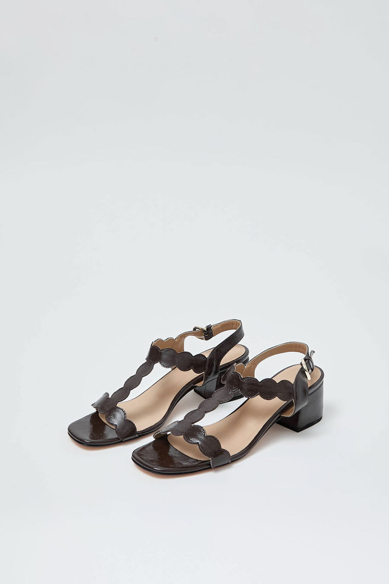 No.6 Nadira Sandal in Espresso Patent