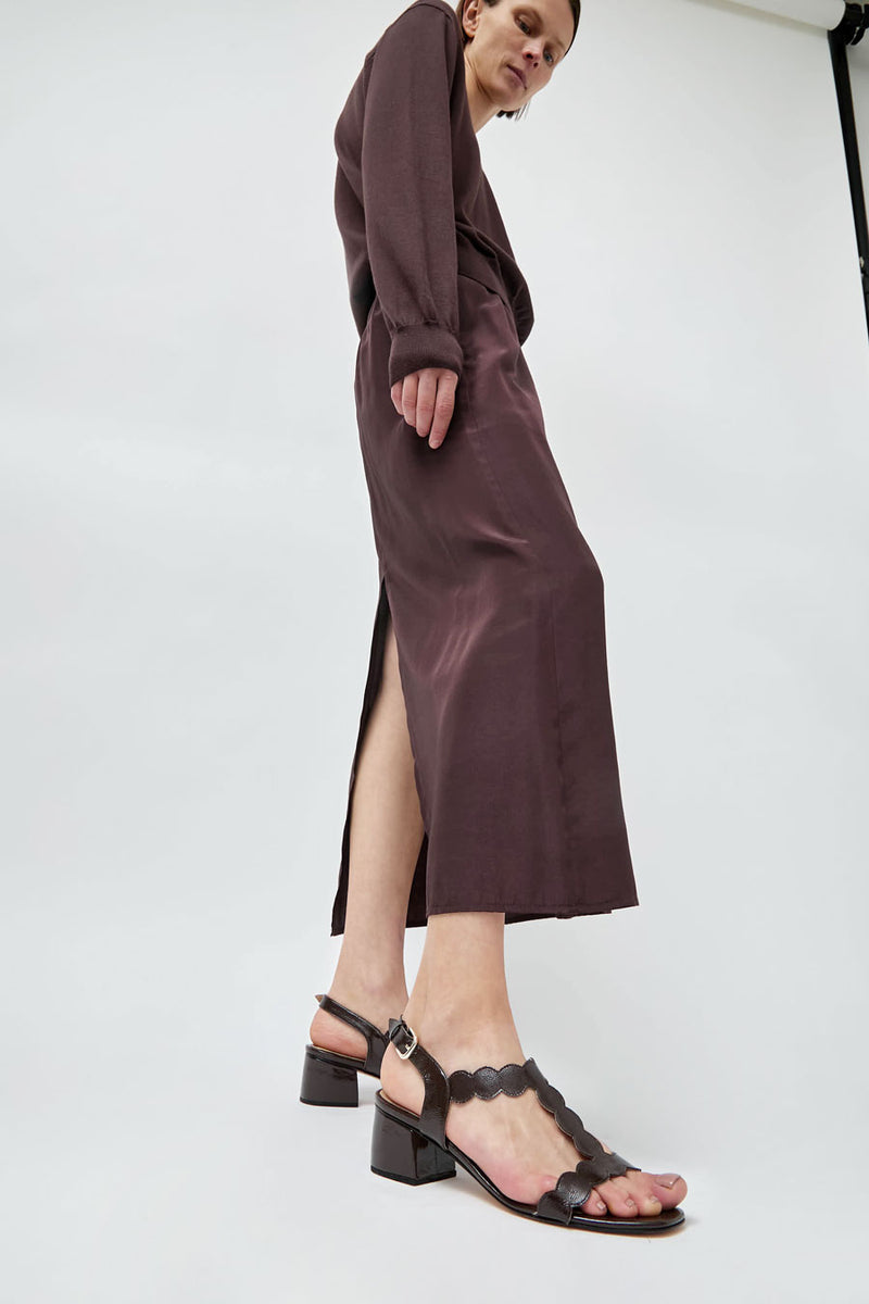 No.6 Nadira Sandal in Espresso Patent