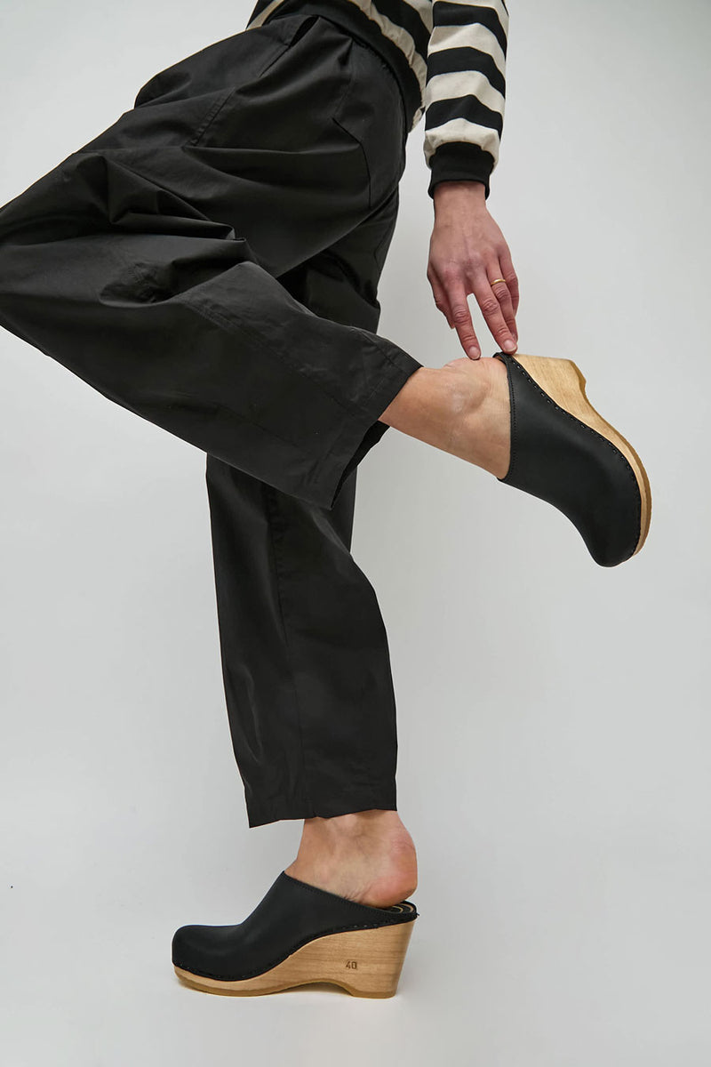 No.6 New School Clog on Wedge in Black