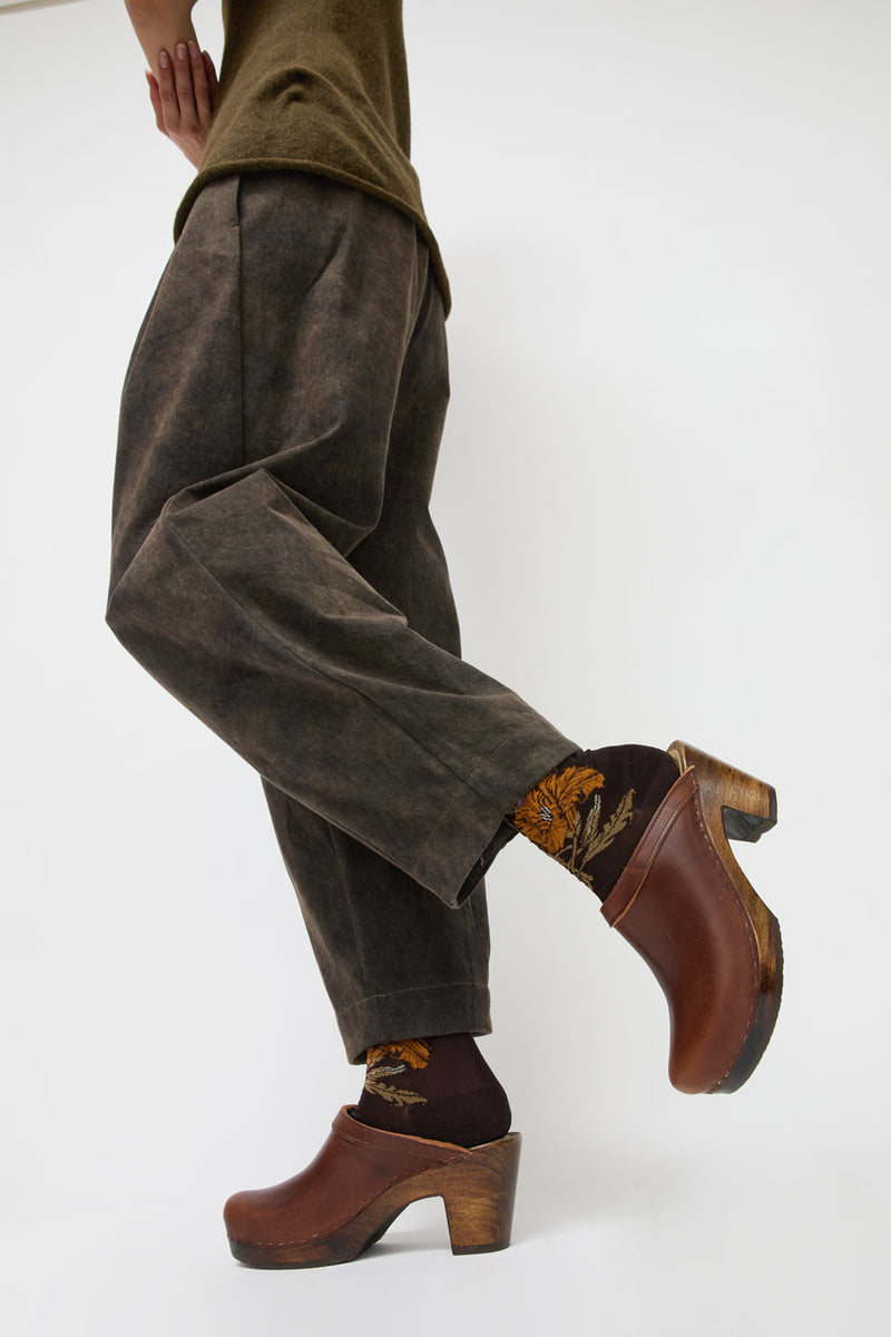No.6 Old School Clog on High Heel in Chestnut on Cocoa Base