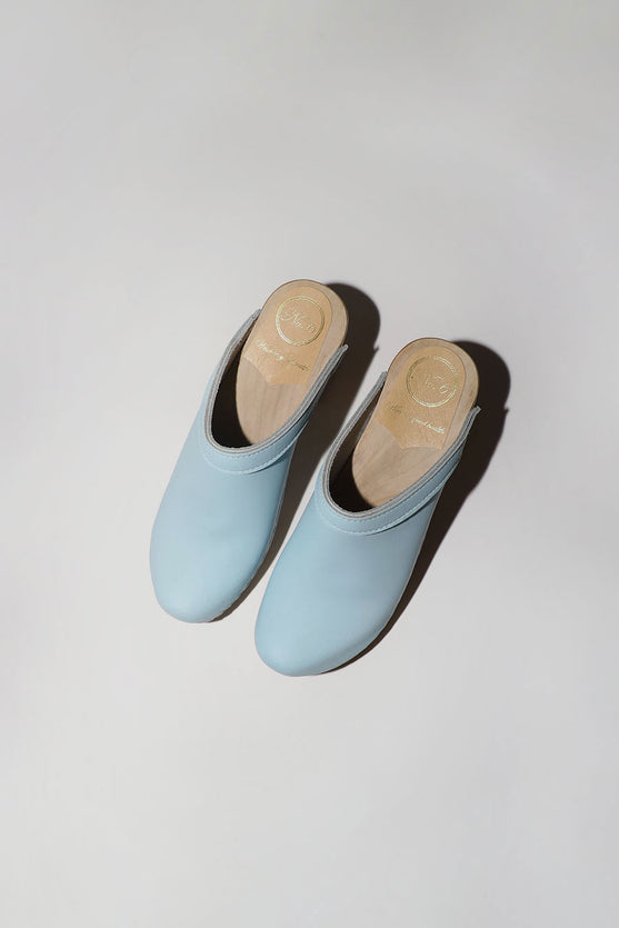 No.6 Old School Clog on High Heel in Light Blue