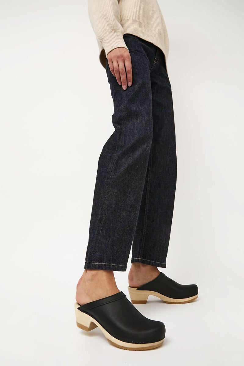 No.6 Old School Clog on Mid Heel in Black