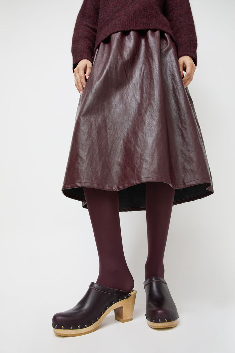 No.6 Old School Studded Clog on High Heel in Black Cherry