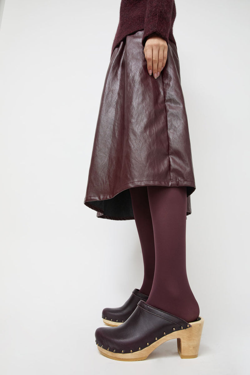 No.6 Old School Studded Clog on High Heel in Black Cherry
