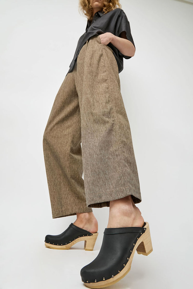 No.6 Old School Studded Clog on High Heel in Black