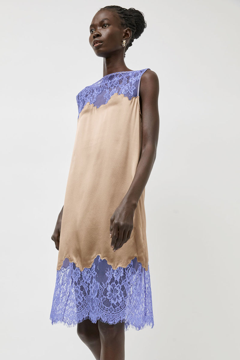 No.6 Oyster Dress in Tan and Blue