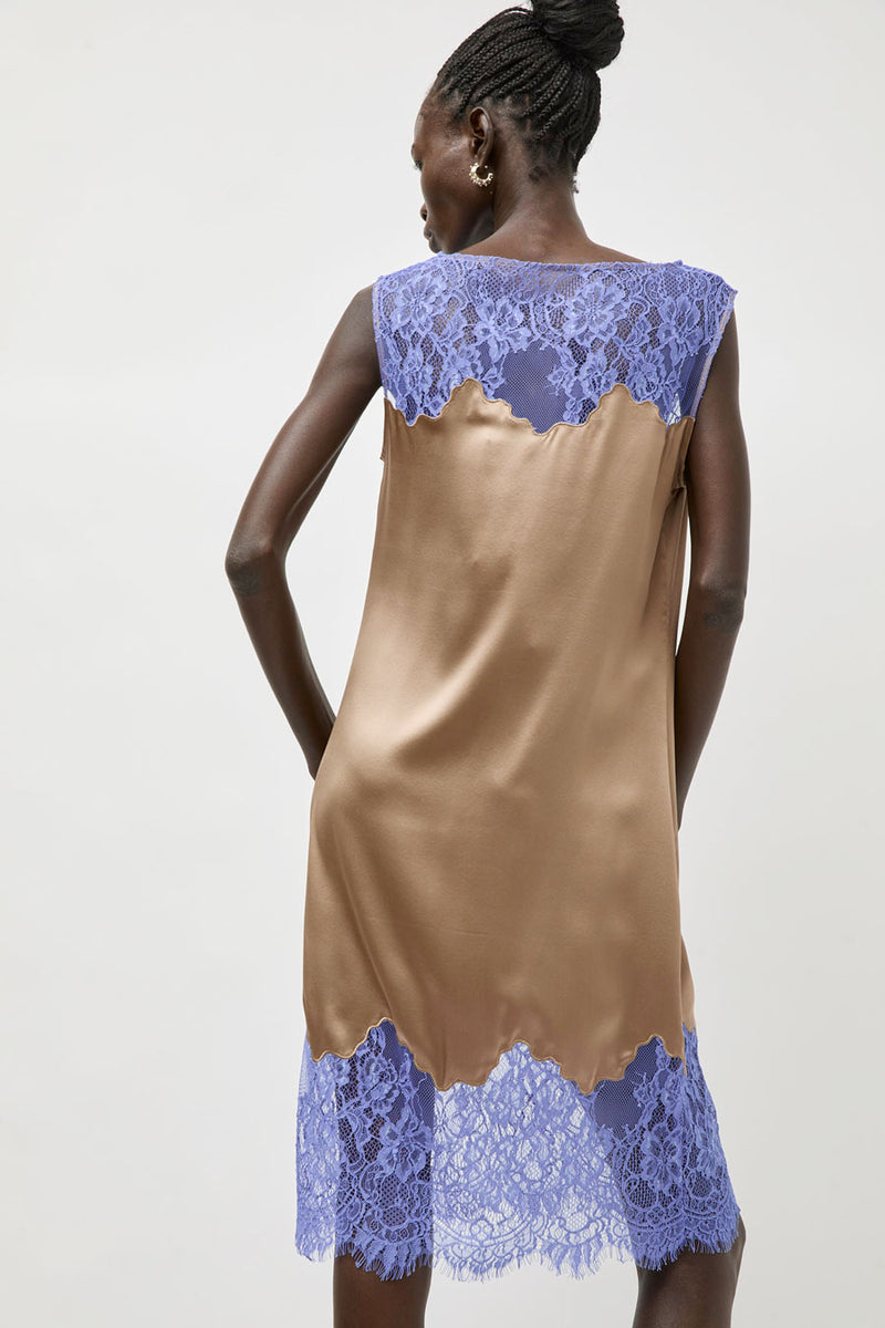 No.6 Oyster Dress in Tan and Blue