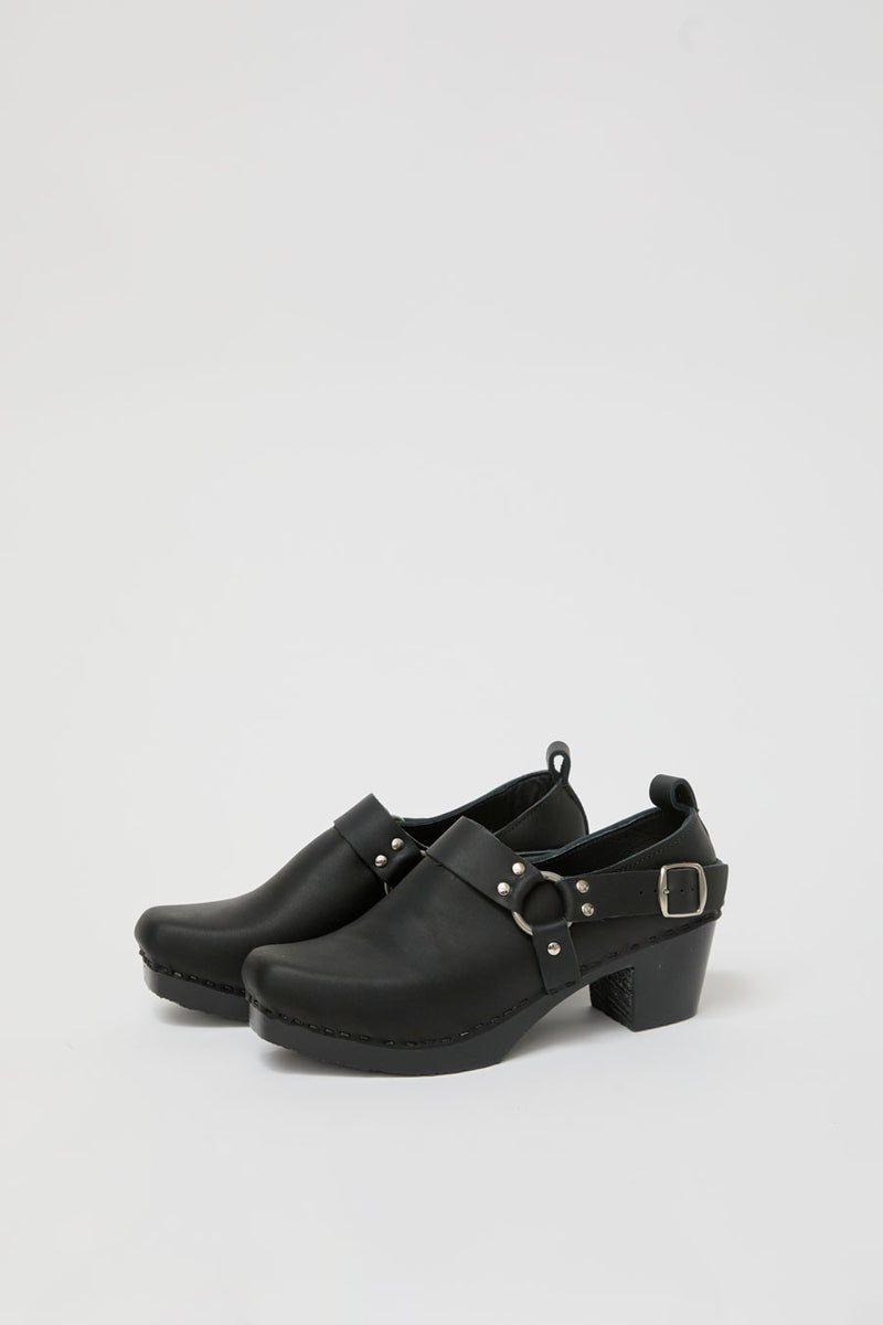 No.6 Paris Clog on Square Toe in Black on Black Base