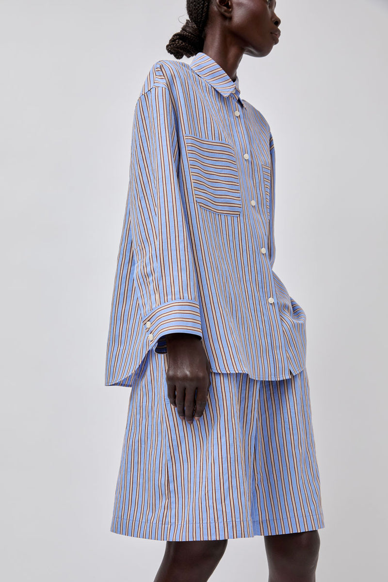 No.6 Polo Short in Oxford Stripe