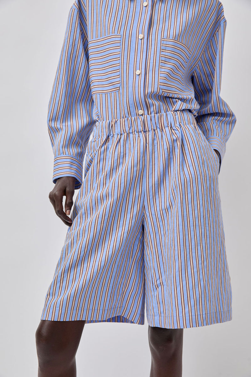 No.6 Polo Short in Oxford Stripe