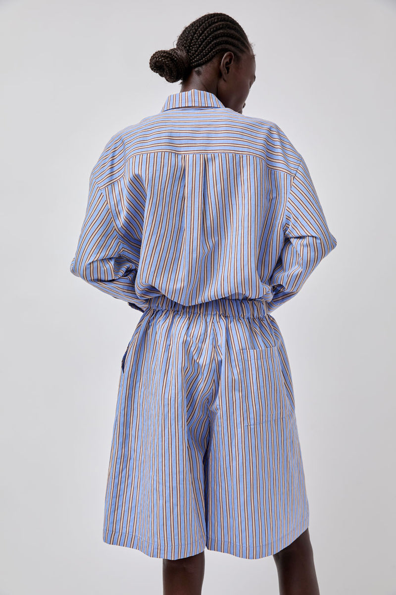 No.6 Polo Short in Oxford Stripe