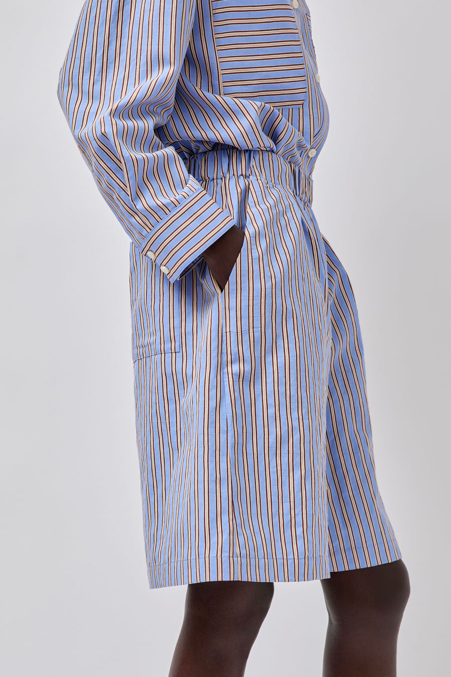 No.6 Polo Short in Oxford Stripe