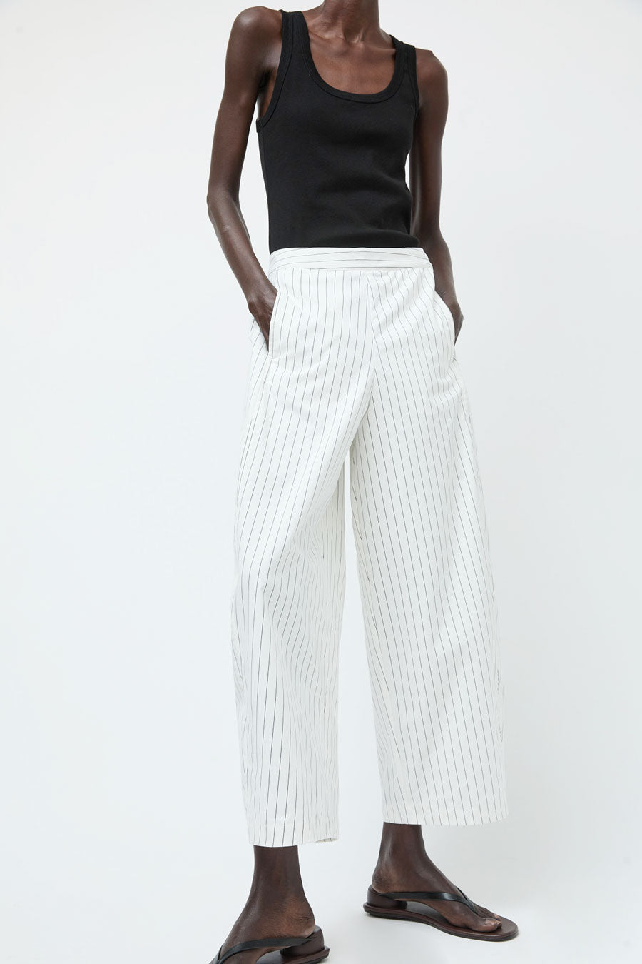 No.6 Porter Pant in White Pinstripe