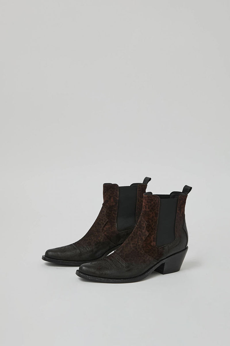 Pull on Low Western Boot in Dark Leopard – Store - Main Image
