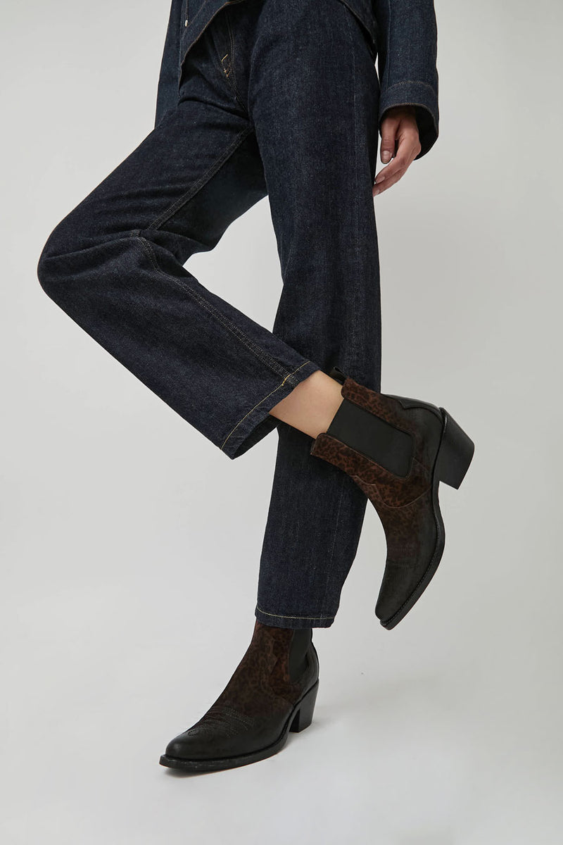 No.6 Pull on Low Western Boot in Dark Leopard