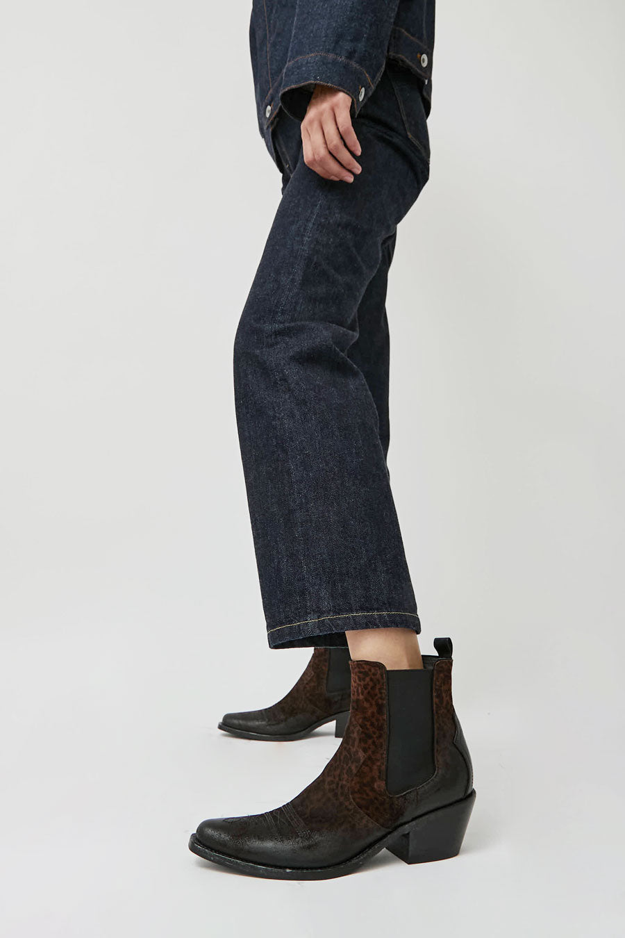 No.6 Pull on Low Western Boot in Dark Leopard