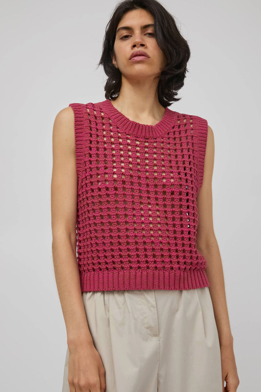No.6 Reed Tank in Pink and Brown