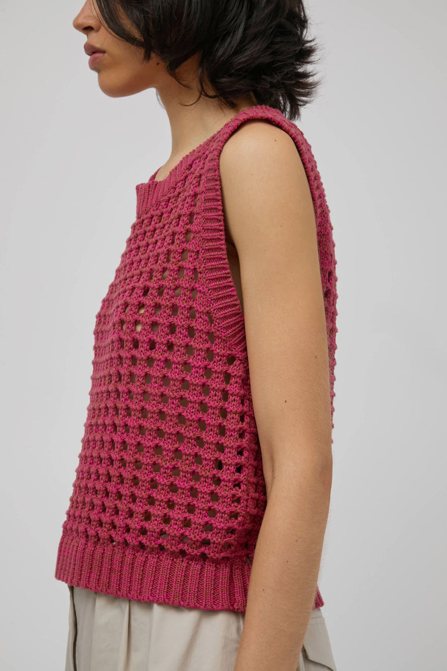 No.6 Reed Tank in Pink and Brown