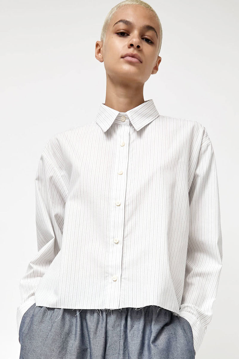 No.6 River Shirt in White Pinstripe