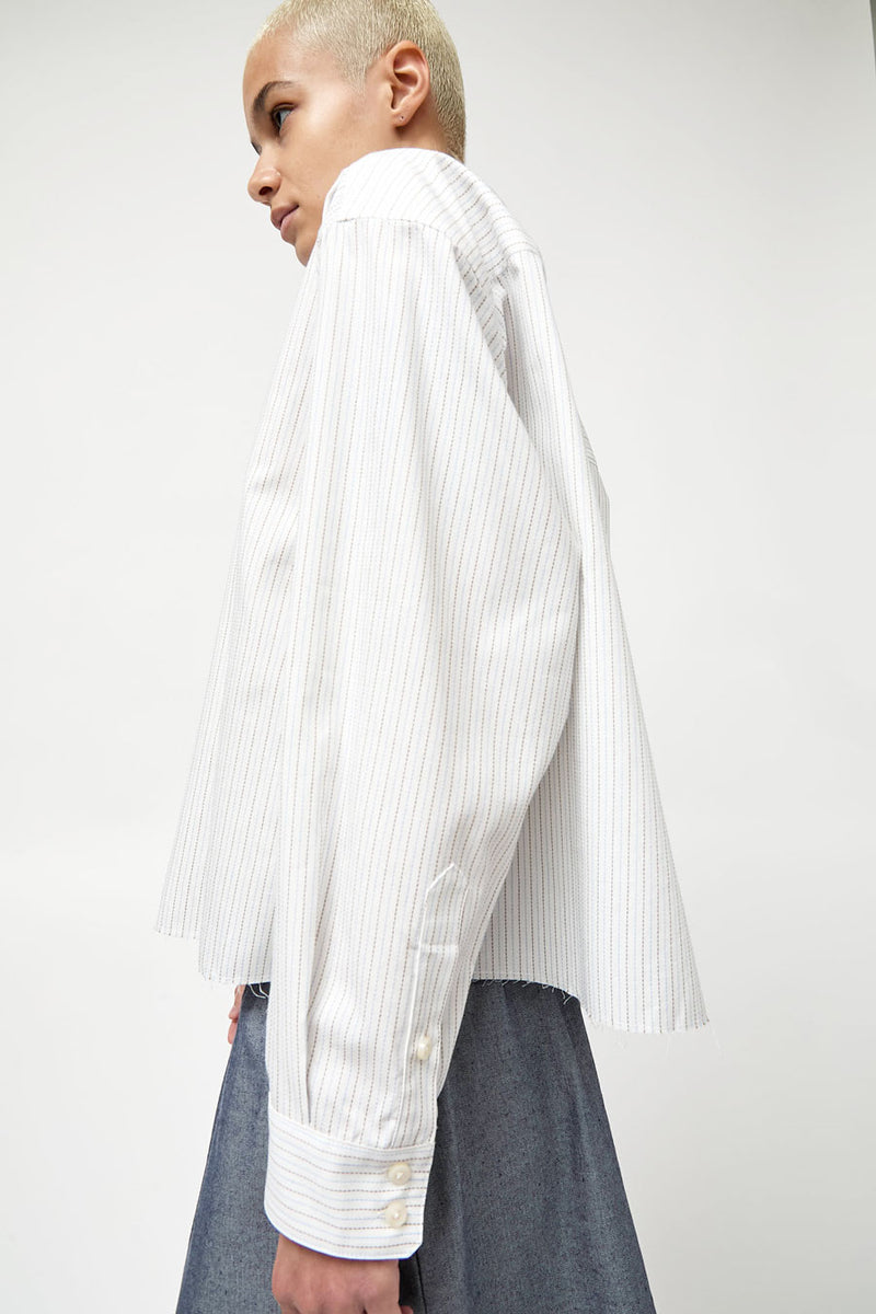 No.6 River Shirt in White Pinstripe