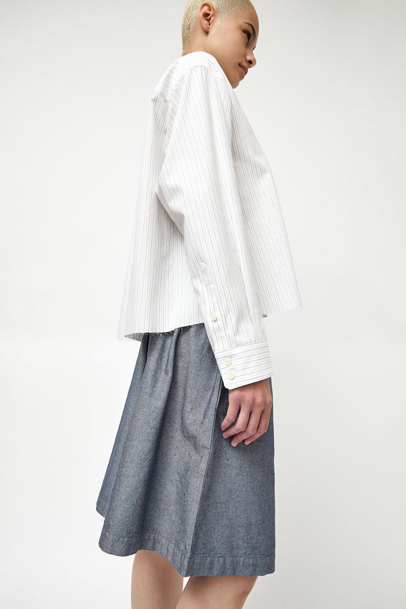 No.6 River Shirt in White Pinstripe