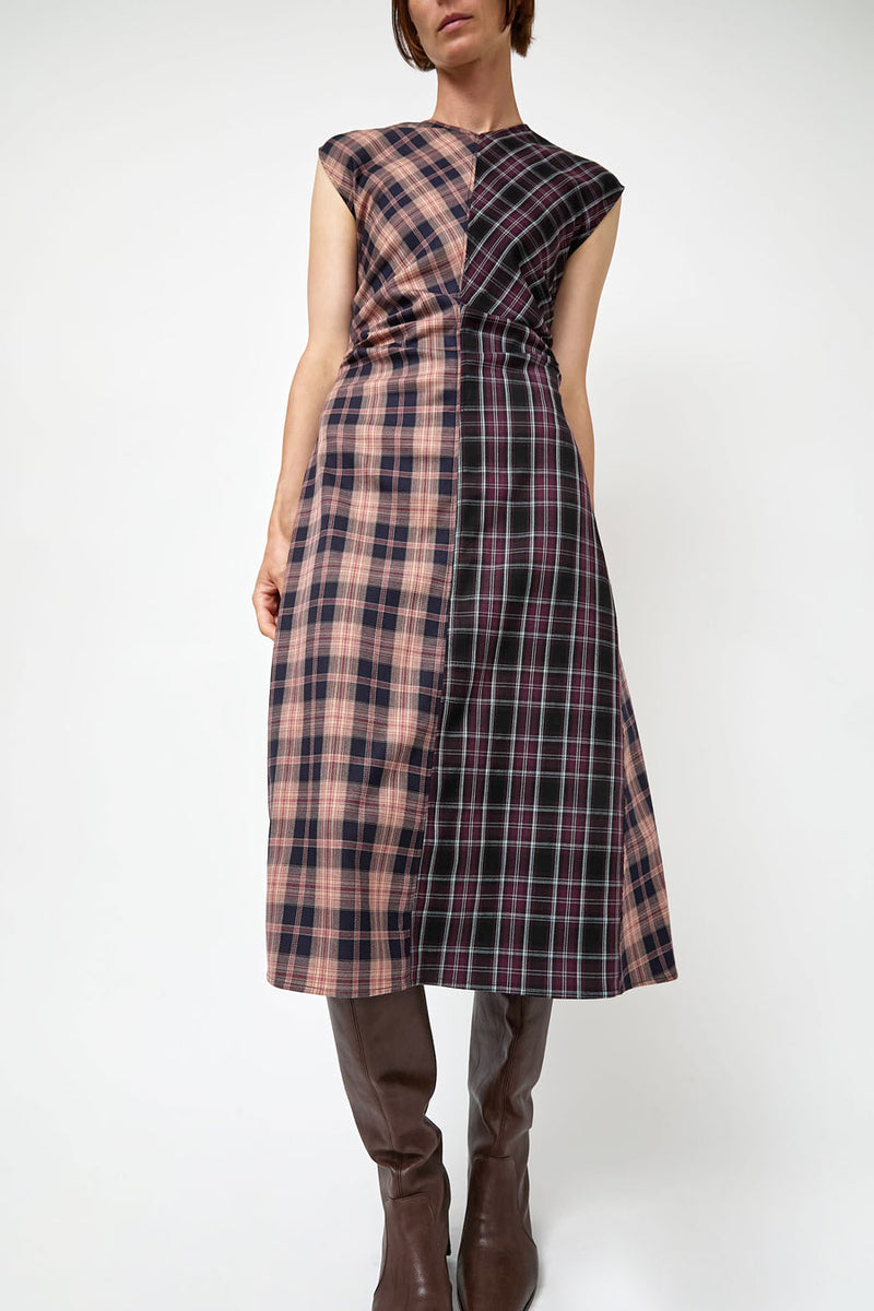 No.6 Rochelle Dress in Plum and Pink Plaid