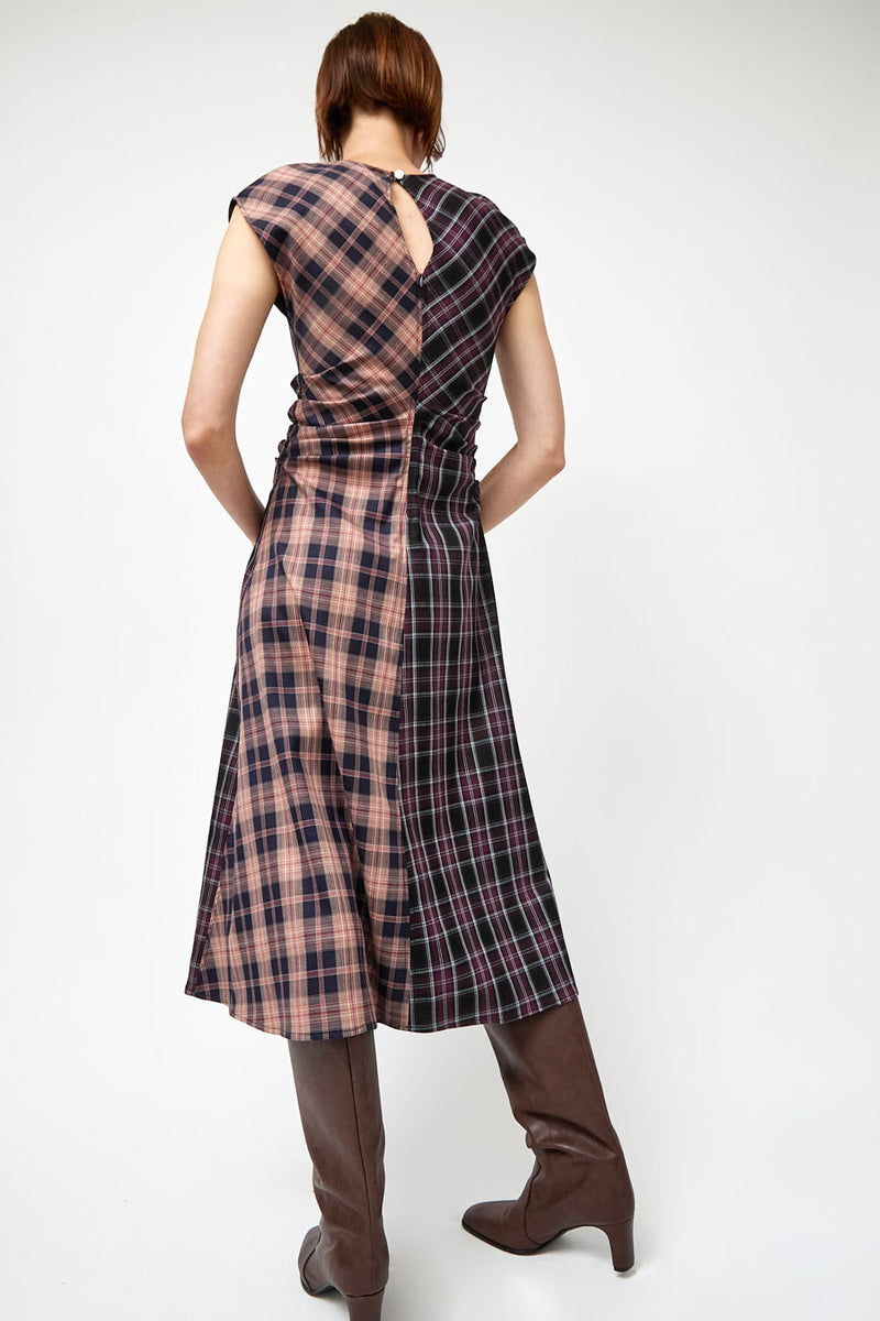 No.6 Rochelle Dress in Plum and Pink Plaid