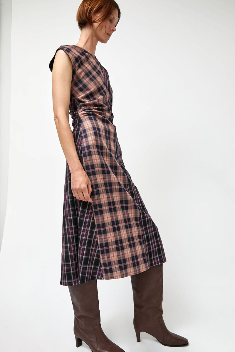 No.6 Rochelle Dress in Plum and Pink Plaid