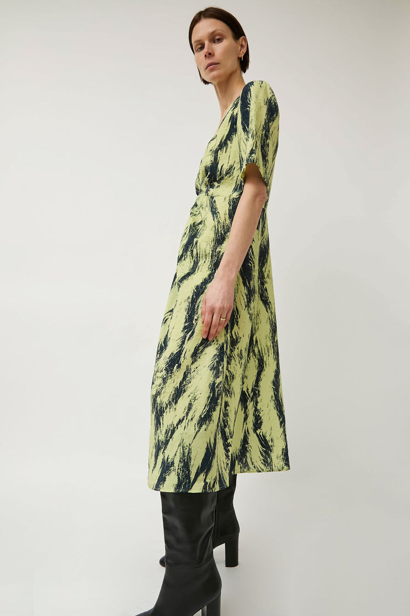 No.6 Rory Dress in Lemon and Navy Brushstroke