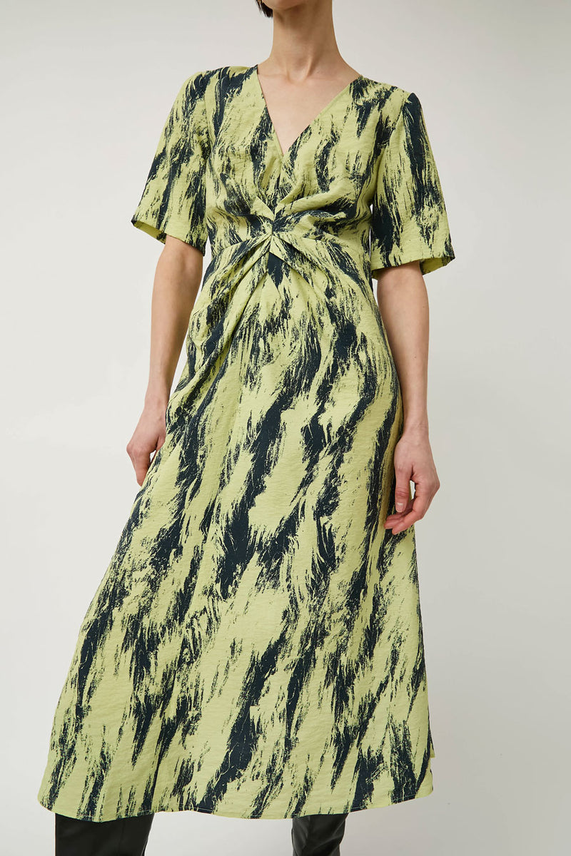 No.6 Rory Dress in Lemon and Navy Brushstroke